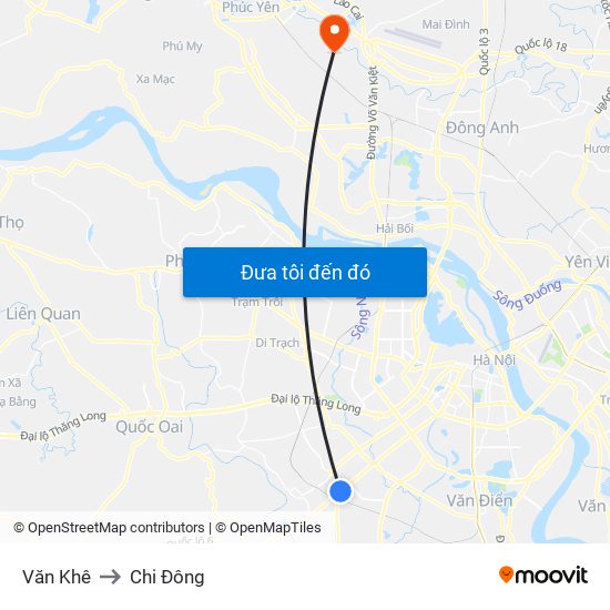 Văn Khê to Chi Đông map
