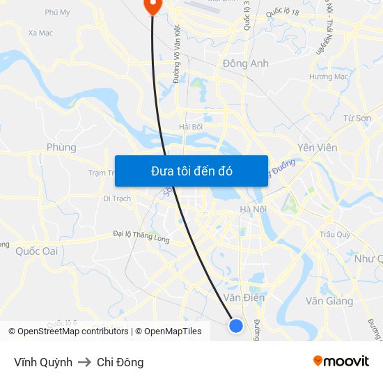 Vĩnh Quỳnh to Chi Đông map