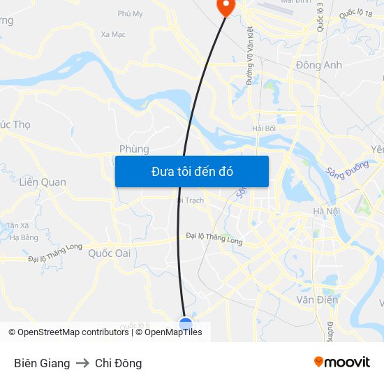 Biên Giang to Chi Đông map