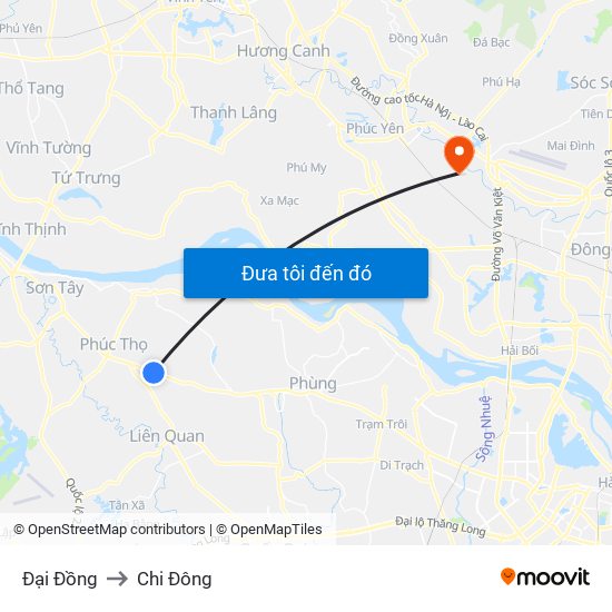 Đại Đồng to Chi Đông map