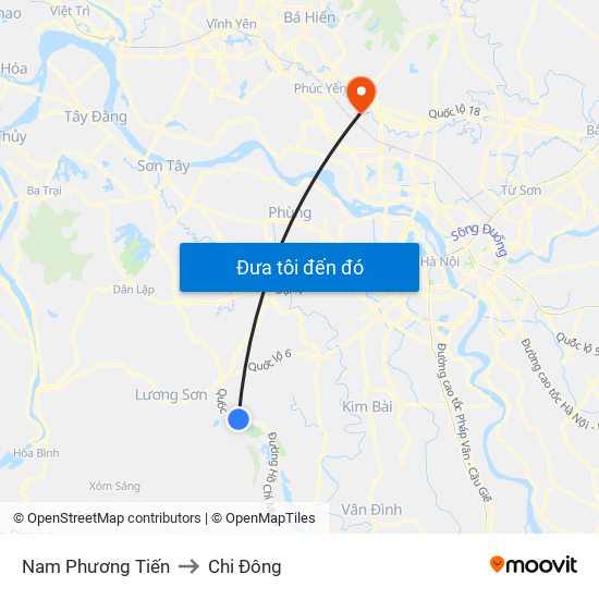 Nam Phương Tiến to Chi Đông map