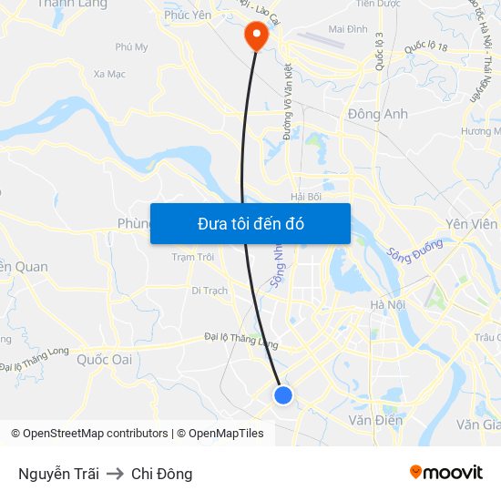 Nguyễn Trãi to Chi Đông map