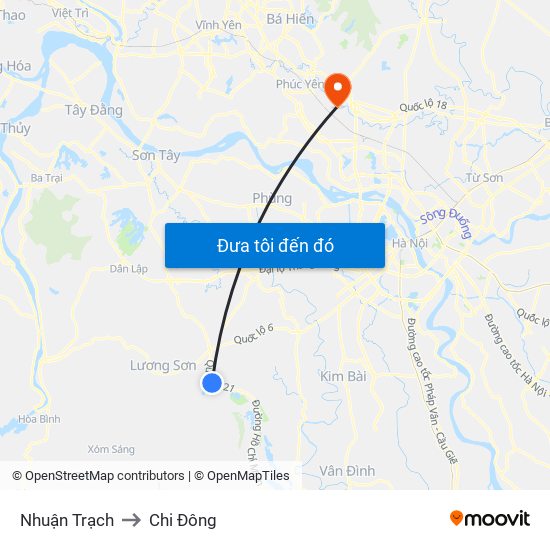 Nhuận Trạch to Chi Đông map