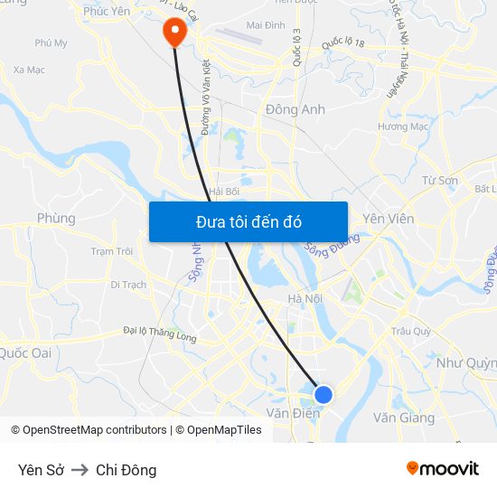 Yên Sở to Chi Đông map