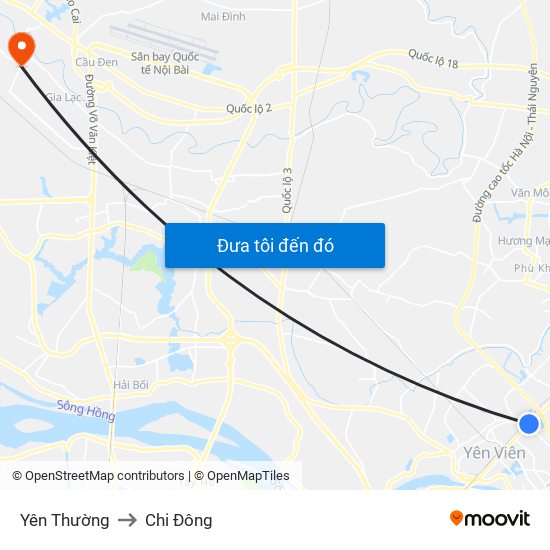 Yên Thường to Chi Đông map