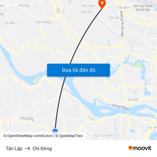 Tân Lập to Chi Đông map