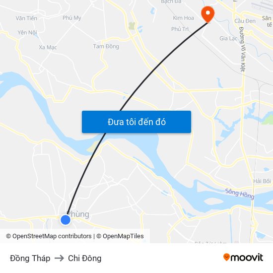 Đồng Tháp to Chi Đông map