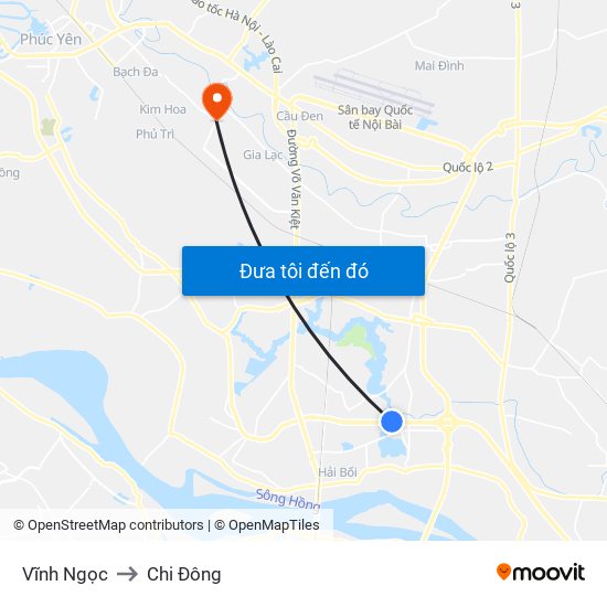 Vĩnh Ngọc to Chi Đông map