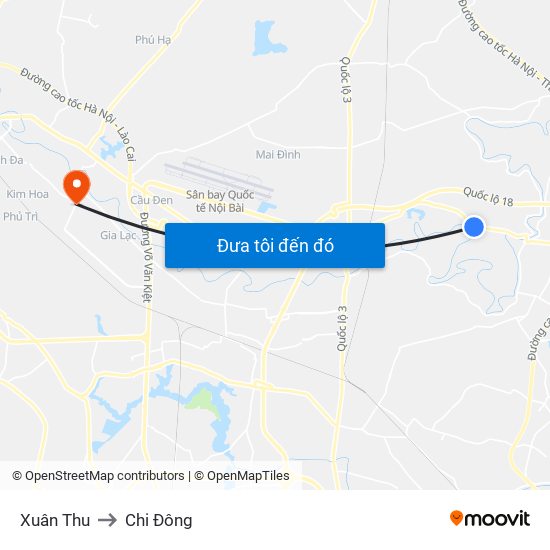Xuân Thu to Chi Đông map