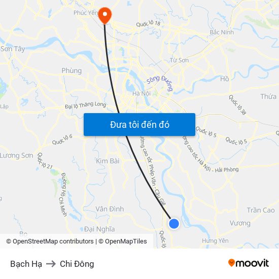 Bạch Hạ to Chi Đông map