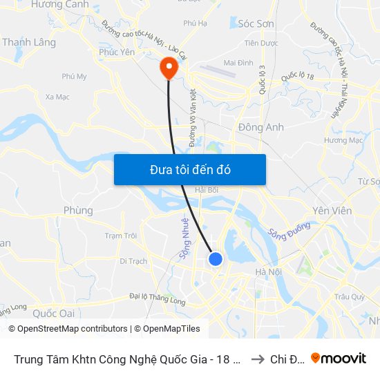Trung Tâm Khtn Công Nghệ Quốc Gia - 18 Hoàng Quốc Việt to Chi Đông map