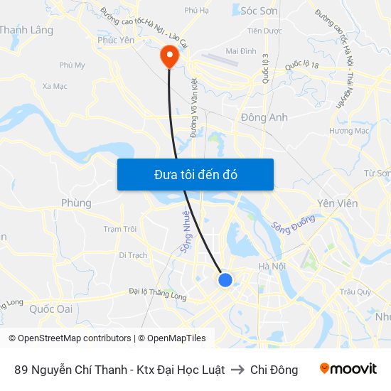 89 Nguyễn Chí Thanh - Ktx Đại Học Luật to Chi Đông map