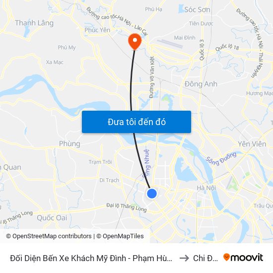 Đối Diện Bến Xe Khách Mỹ Đình - Phạm Hùng (Cột Trước) to Chi Đông map