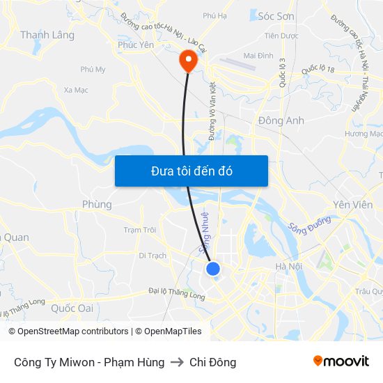 Công Ty Miwon - Phạm Hùng to Chi Đông map