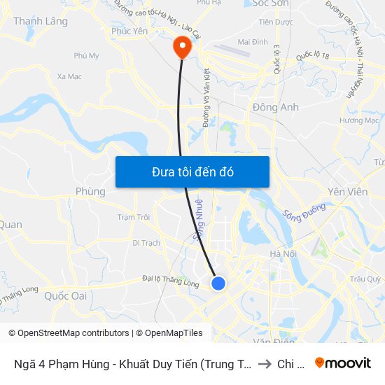 Ngã 4 Phạm Hùng - Khuất Duy Tiến (Trung Tâm Hội Nghị Quốc Gia) to Chi Đông map