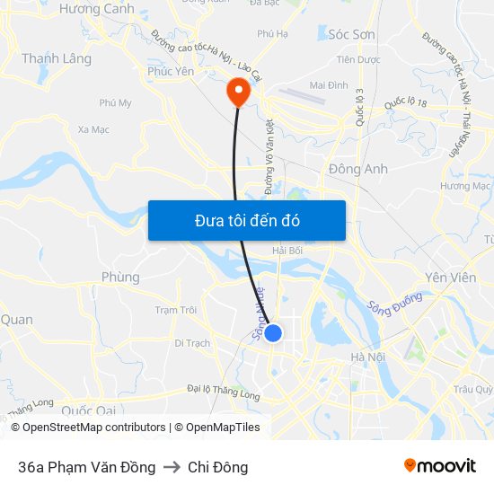 36a Phạm Văn Đồng to Chi Đông map