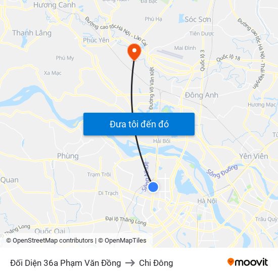 Đối Diện 36a Phạm Văn Đồng to Chi Đông map