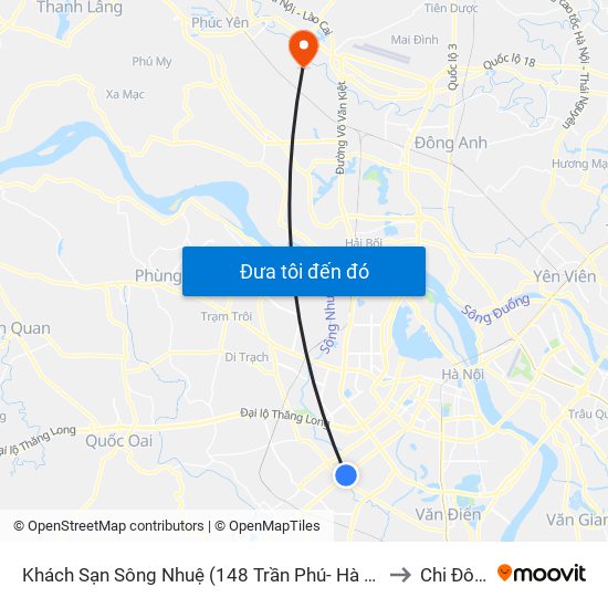 Khách Sạn Sông Nhuệ (148 Trần Phú- Hà Đông) to Chi Đông map