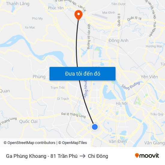 Ga Phùng Khoang - 81 Trần Phú to Chi Đông map