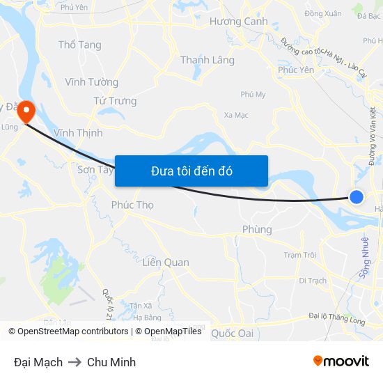 Đại Mạch to Chu Minh map