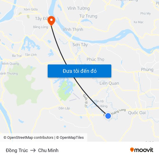 Đồng Trúc to Chu Minh map