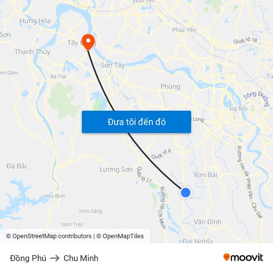 Đồng Phú to Chu Minh map