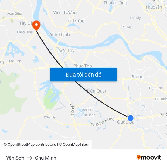 Yên Sơn to Chu Minh map