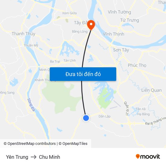 Yên Trung to Chu Minh map