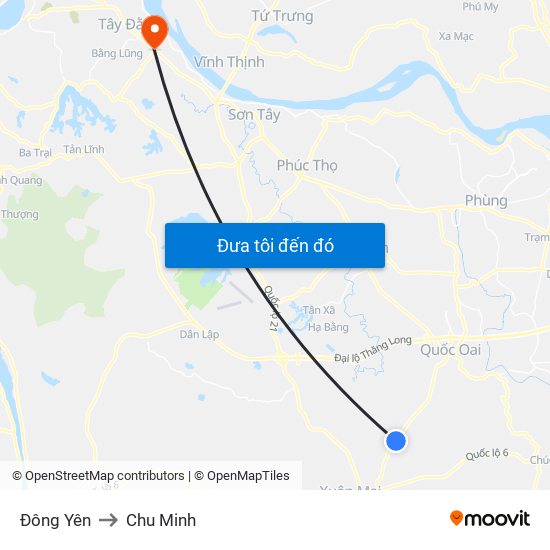 Đông Yên to Chu Minh map