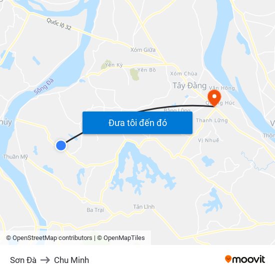 Sơn Đà to Chu Minh map