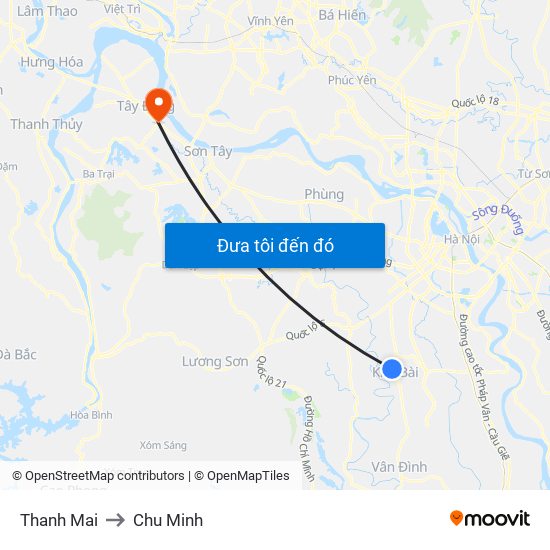 Thanh Mai to Chu Minh map