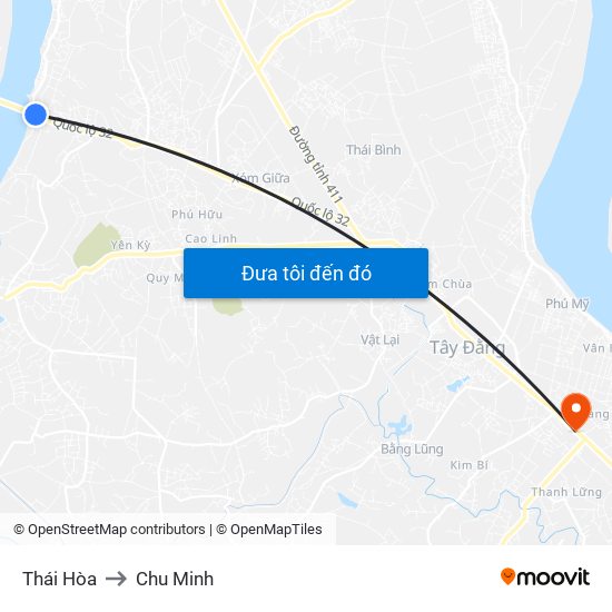 Thái Hòa to Chu Minh map