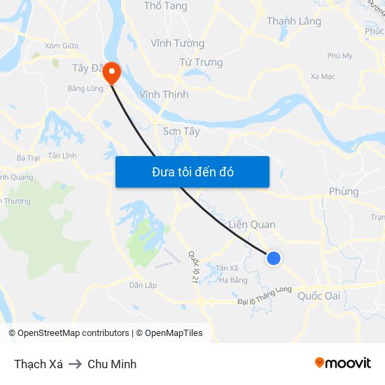 Thạch Xá to Chu Minh map
