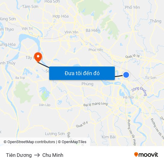 Tiên Dương to Chu Minh map