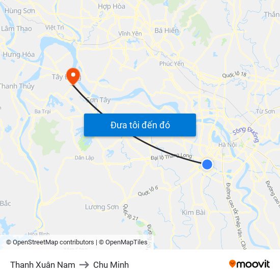 Thanh Xuân Nam to Chu Minh map