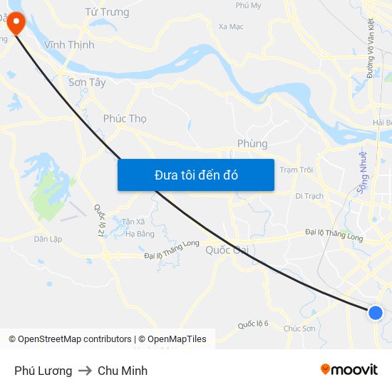 Phú Lương to Chu Minh map