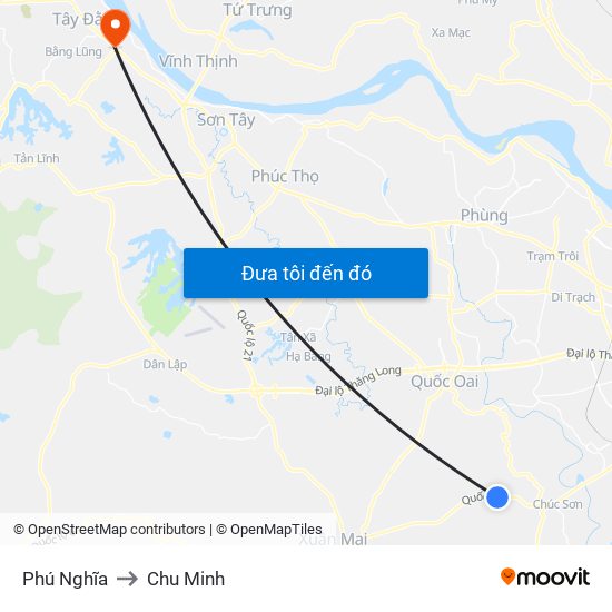 Phú Nghĩa to Chu Minh map