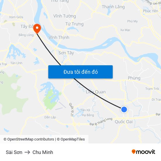 Sài Sơn to Chu Minh map