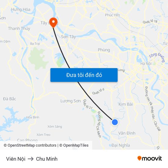 Viên Nội to Chu Minh map