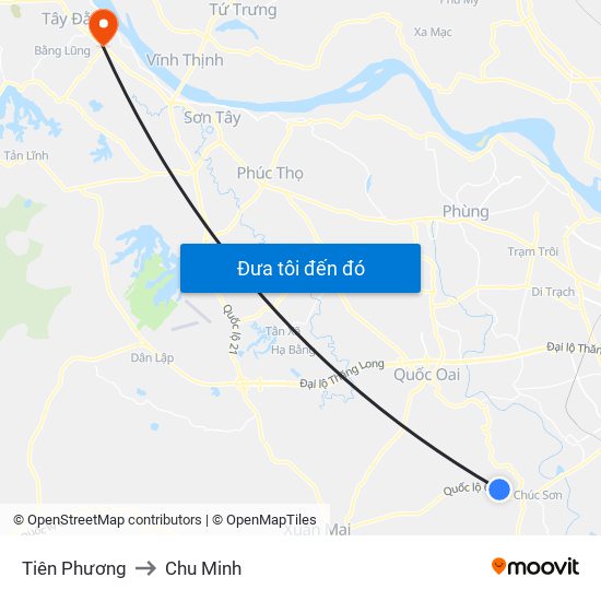 Tiên Phương to Chu Minh map