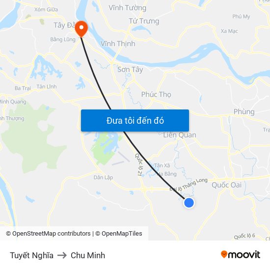 Tuyết Nghĩa to Chu Minh map
