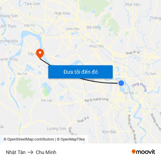 Nhật Tân to Chu Minh map