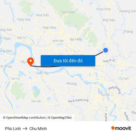 Phù Linh to Chu Minh map