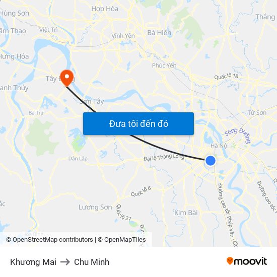 Khương Mai to Chu Minh map