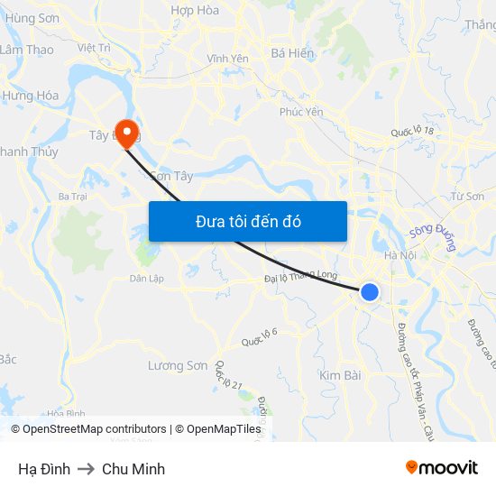 Hạ Đình to Chu Minh map