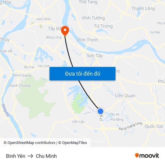 Bình Yên to Chu Minh map