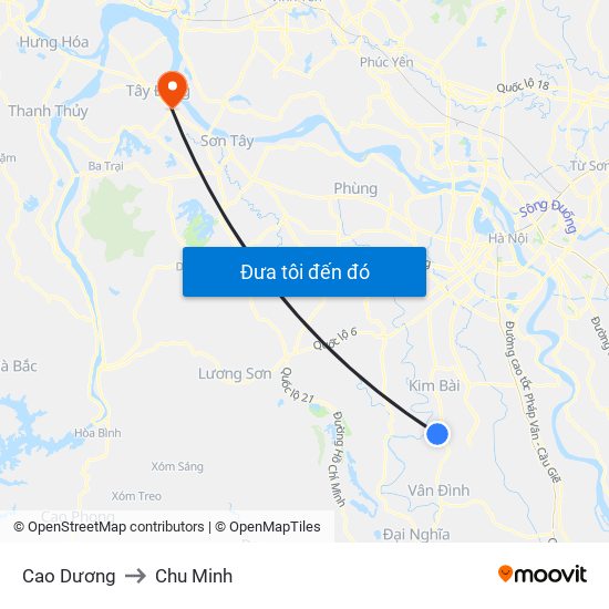 Cao Dương to Chu Minh map