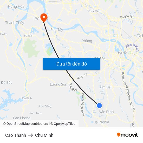 Cao Thành to Chu Minh map