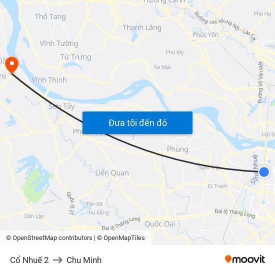 Cổ Nhuế 2 to Chu Minh map