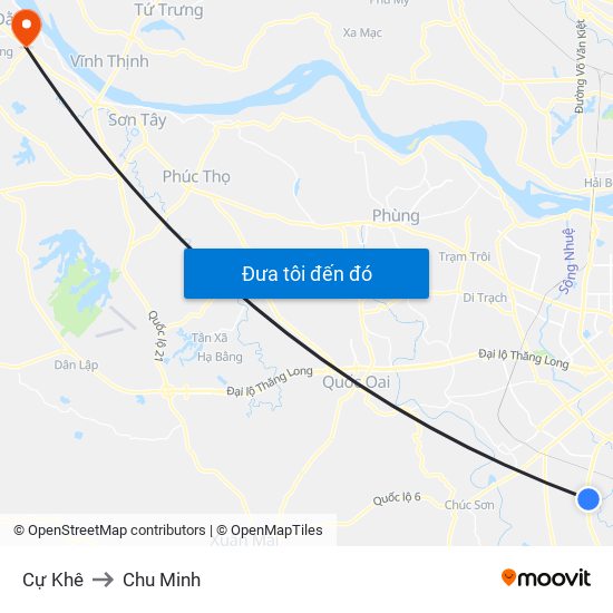 Cự Khê to Chu Minh map